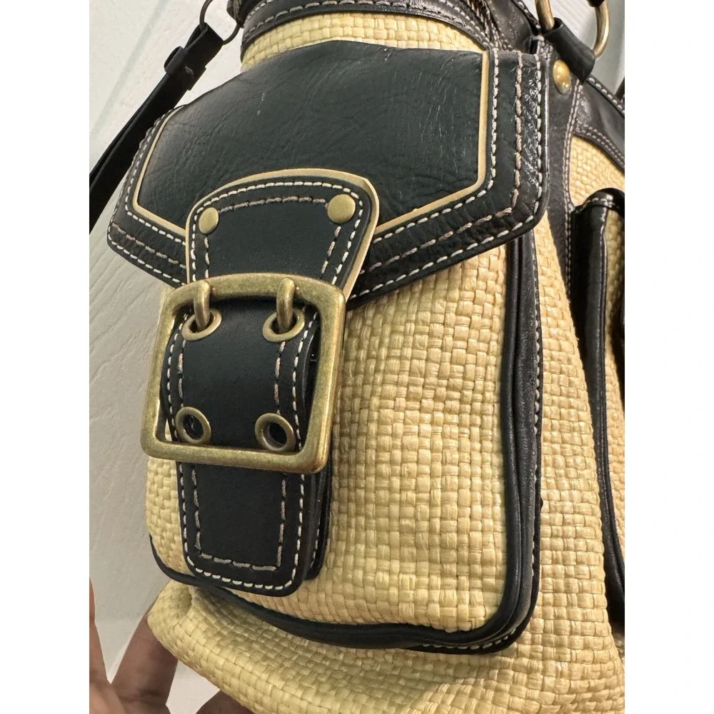 Coach Y2K Legacy Black Buckle Straw Shoulder Bag *RARE** Exc condition..